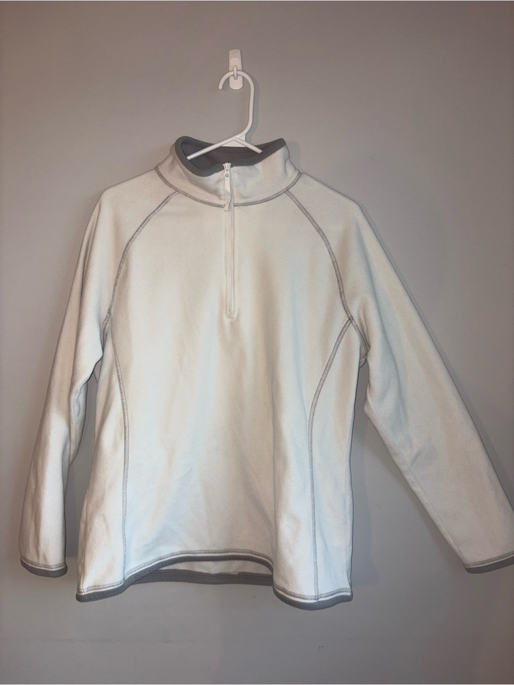 Womens Cream Half-Zip Fleece Pullover Jacket